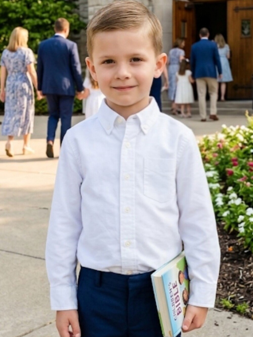OshKosh B'gosh Toddler Boys White Long Sleeve Button Down Dress Shirt Size 4T